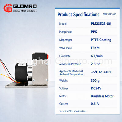 BAXIT PM23523‑86 DC24V Diaphragm Gas Sampling Pump, Corrosion‑Resistant PTFE Diaphragm, Low Noise Self‑priming for CEMS Flue Gas Analysis