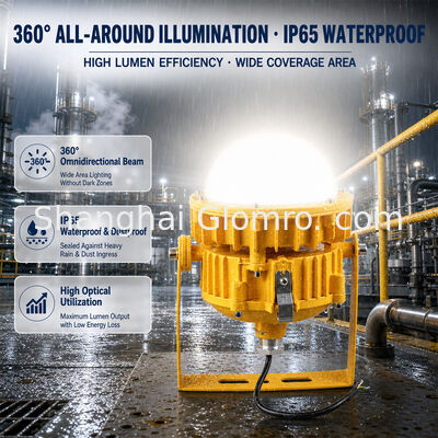 โคมไฟกันระเบิดกำลังสูง 50W ไม่ต้องบำรุงรักษา IP65 สำหรับคลังสินค้า โรงงาน พื้นที่ทำงาน